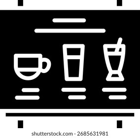 Getränke Menu Board mit Kaffee-, Saft- und Cocktail-Symbolen