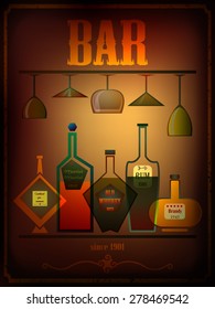 Drinks Menu Card, retro Design template, vector illustration