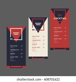 Drinks menu. Cocktail. Set. 
Triangle, square and quotes. 
For art template design, list, banner, idea, cover, booklet, print, flyer, card, sign, poster.