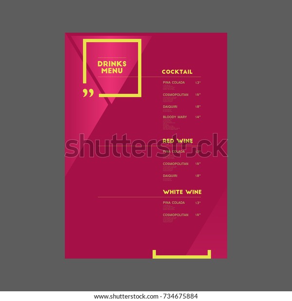 Drinks Menu Cocktail White Red Wine Stock Vector Royalty Free