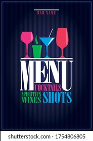 Drinks menu, cocktails, aperitifs wines, shots. Menu background. Vector illustration