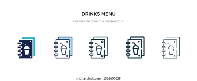 drinks menu icon in different style vector illustration. two colored and black drinks menu vector icons designed in filled, outline, line and stroke style can be used for web, mobile, ui