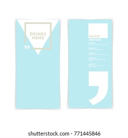 Drinks menu. Snakes protein. Recipes and ingredients of drinks for athletes