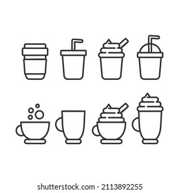 drinks on cup simple vector line art with separated layers