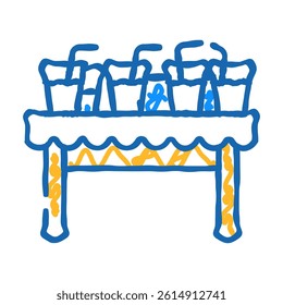 drinks on table doodle icon sketch vector. drinks on table sign. isolated symbol illustration