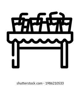 drinks on table line icon vector. drinks on table sign. isolated contour symbol black illustration