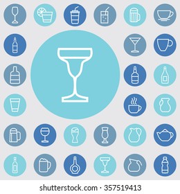 drinks outline, thin, flat, digital icon set for web and mobile