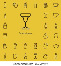 drinks outline, thin, flat, digital icon set for web and mobile