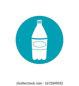 drinks plastic bottle soda refreshment vector illustration blue block style icon