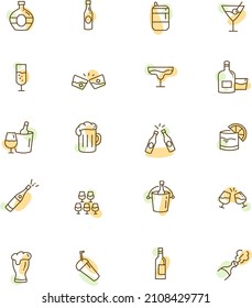 Getränke im Pub, Illustration, Vektorgrafik auf weißem Hintergrund.