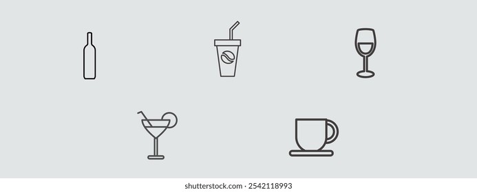 Drinks related vector icon set