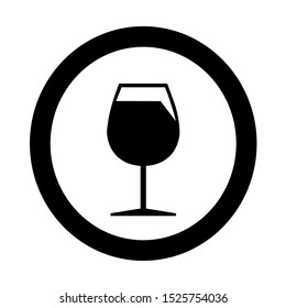 Drinks Serving Icon with Glass of Wine Isolated on White Background. Stick Icon Vector