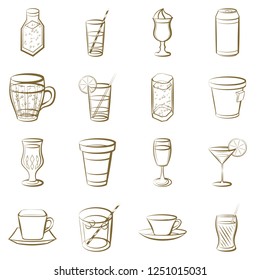 Drinks set. Background for printing, design, web. Usable as icons. Seamless. Color.