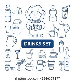 Drinks set. Hand drawn vector illustration