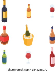 Drinks set. Isometric vector illustration in flat design.