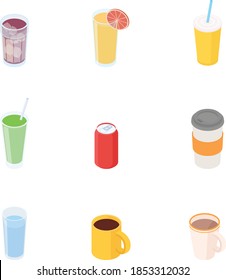 Getränke werden gestellt. Isometrische Vektorgrafik in flachem Design.