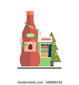 Bebidas Ver el frente en Navidad. Ilustración de vectores planos