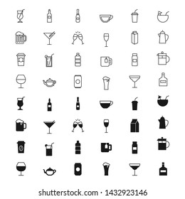 Drinks silhouettes and outline icons set