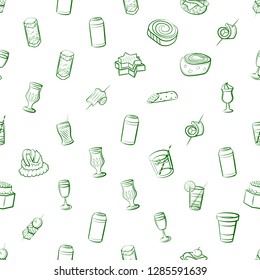 Drinks and Snacks set. Background for printing, design, web. Usable as icons. Seamless. Binary color.