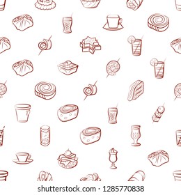 Drinks and Snacks set. Background for printing, design, web. Usable as icons. Seamless. Binary color.