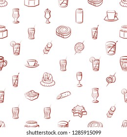 Drinks and Snacks set. Background for printing, design, web. Usable as icons. Seamless. Binary color.