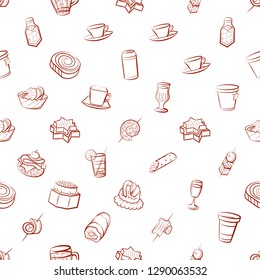 Drinks and Snacks set. Background for printing, design, web. Usable as icons. Seamless. Binary color.