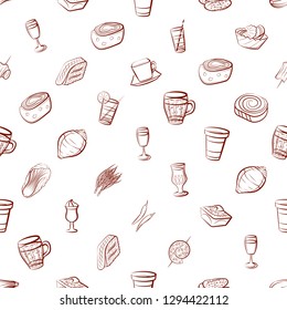 Drinks, Snacks and Vegetables set. Background for printing, design, web. Usable as icons. Seamless. Binary color.
