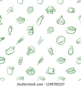 Drinks, Snacks and Vegetables set. Background for printing, design, web. Usable as icons. Seamless. Binary color.