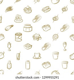 Drinks, Snacks and Vegetables set. Background for printing, design, web. Usable as icons. Seamless. Binary color.