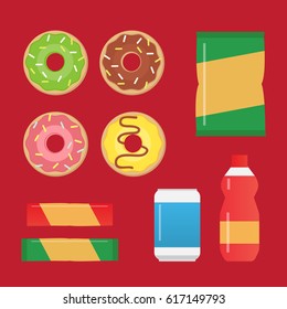 Drinks and soda bottle set. Beverage packaging: plastic ans glass bottles eps10