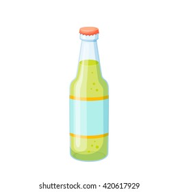 Drinks and soda glass bottle vector illustration. Beverage packaging. Cola, water, beer, soft. 