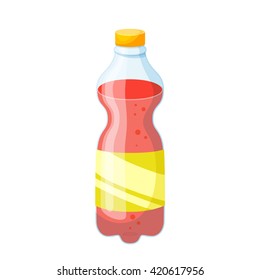 Drinks and soda plastic bottle vector illustration. Beverage packaging. Cola, water, beer, soft. 