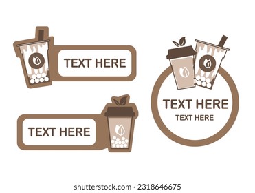 Drinks stickers label design, coffee and milk tea design.