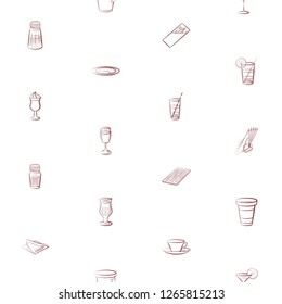 Drinks and Table setting set. Background for printing, design, web. Usable as icons. Seamless. Color.