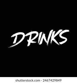 drinks text on black background.