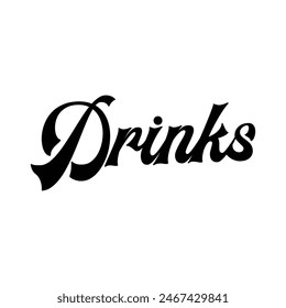 drinks text on white background.
