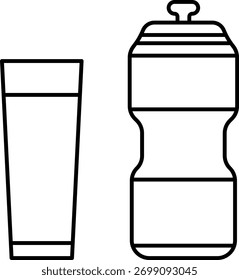 Bebe conjunto de ícones de linha fina. Conjunto de ícones de bebidas e smoothies. Água fria, coquetéis, suco, bebidas quentes, champanhe e copos de vinho, café e chá vetor símbolos coleção. Contornar menu Bebidas