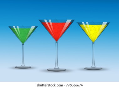 Drinks in triangle glass