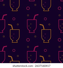 Drinks and tubes in a bright style, colorful, symbolizing refreshment and a summer atmosphere. Seamless vector pattern