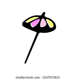 Drinks umbrella vactor sketch icon. Fresh drinks, summer party hand drawn symbol