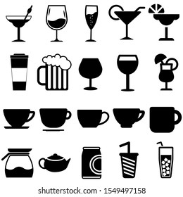Drinks vector icon set. cocktail illustration symbol collection. drink sign or logo.