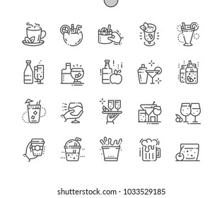 Drinks Well-crafted Pixel Perfect Vector Thin Line Icons 30 2x Grid for Web Graphics and Apps. Simple Minimal Pictogram