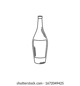 drinks wine bottle alcohol with cork vector illustration line style icon