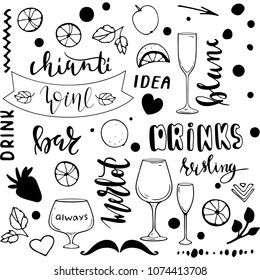 drinks and wine illustration