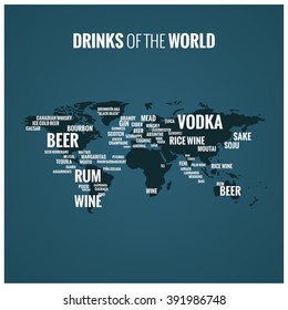 Drinks Of The World Vector Map For Social Media  Funny Alcohol Idea