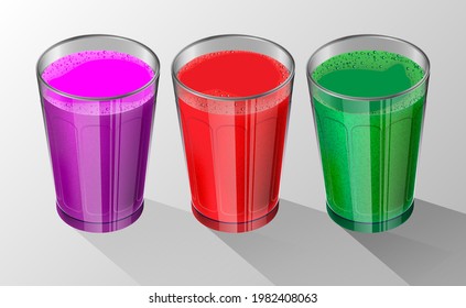 Drinks.Fruit cocktails. Abstract vector illustration of an advertising poster with the image of glasses with fruit cocktails. A blank for creativity.