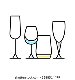 drinkware set color icon vector. drinkware set sign. isolated symbol illustration