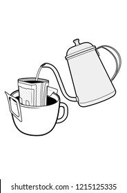 Drip bag coffee cup Illustrator vector template