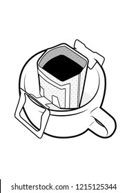 Drip bag coffee cup Illustrator vector template