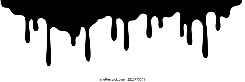 Drip border. Dripping liquid. Flow of paint. Flowing paint, stains. Hand drawn vector illustration.